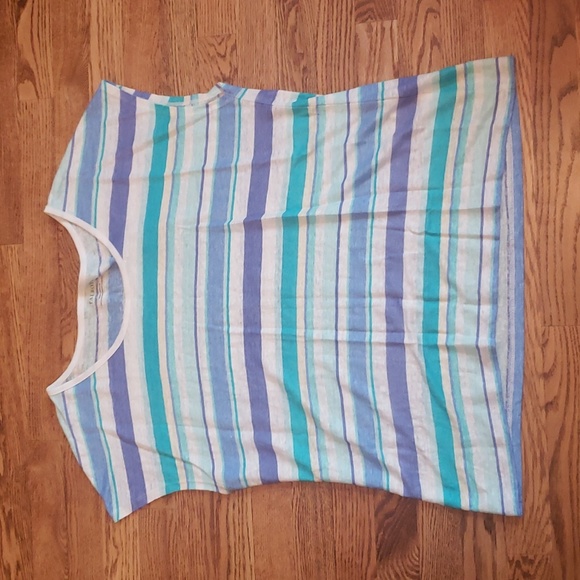 (XL) Talbots 100% Linen Lightweight Slightly Sheer Striped Pastel Vacation Beach - Picture 1 of 6